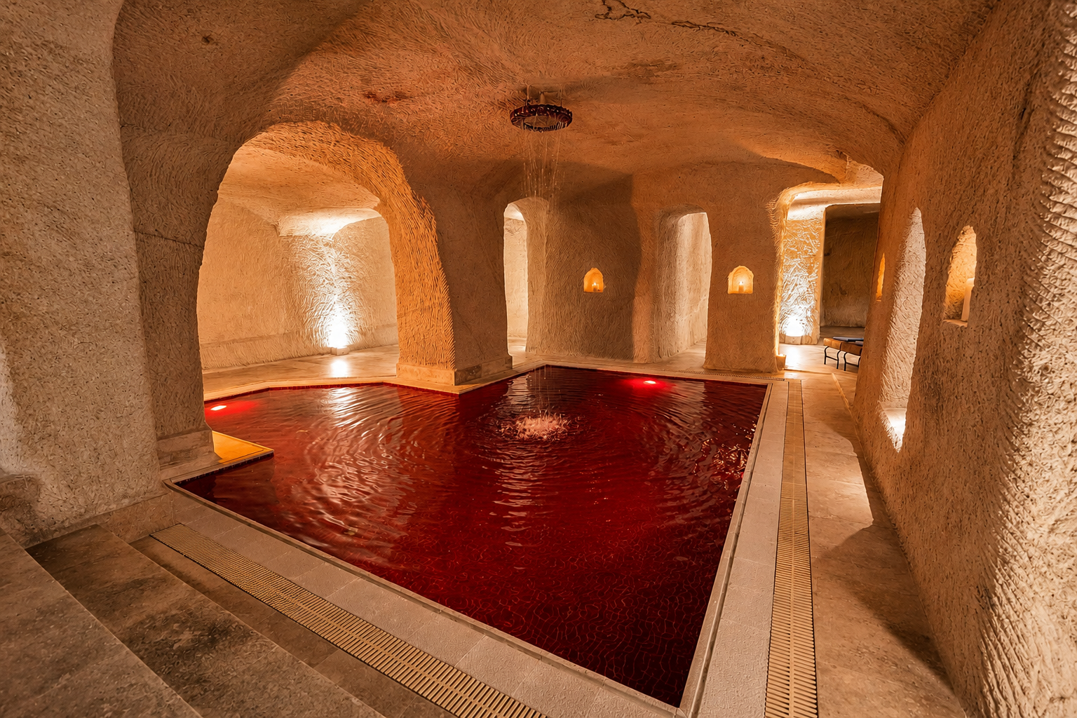 Private pool in cave hotel room